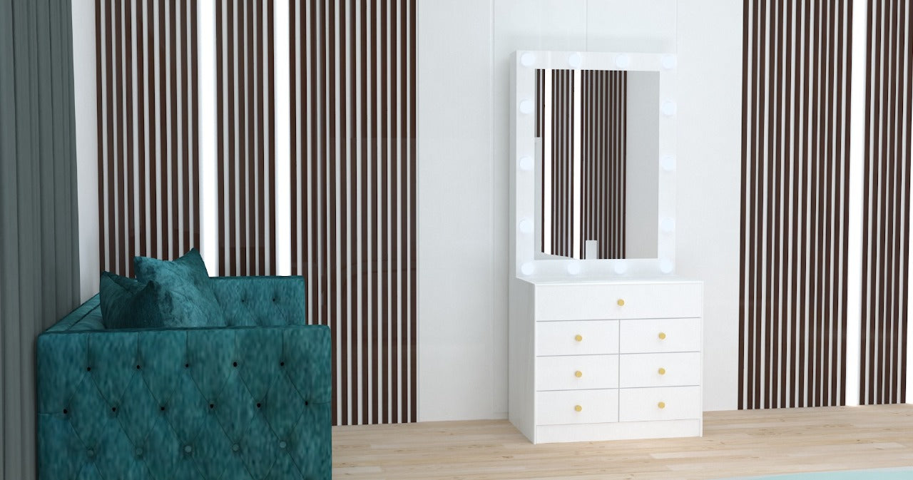 THE MAKEUP BOMBSHELL | DRESSING TABLE WITH LED LIGHTS - Omaara