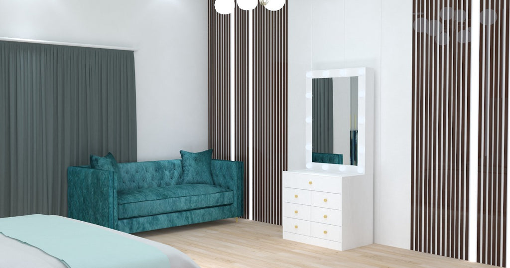 THE MAKEUP BOMBSHELL | DRESSING TABLE WITH LED LIGHTS - Omaara