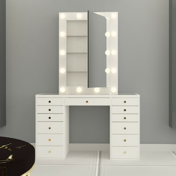 THE MAKEUP SUPERSTAR | MAKEUP VANITY WITH LED LIGHTS - Omaara