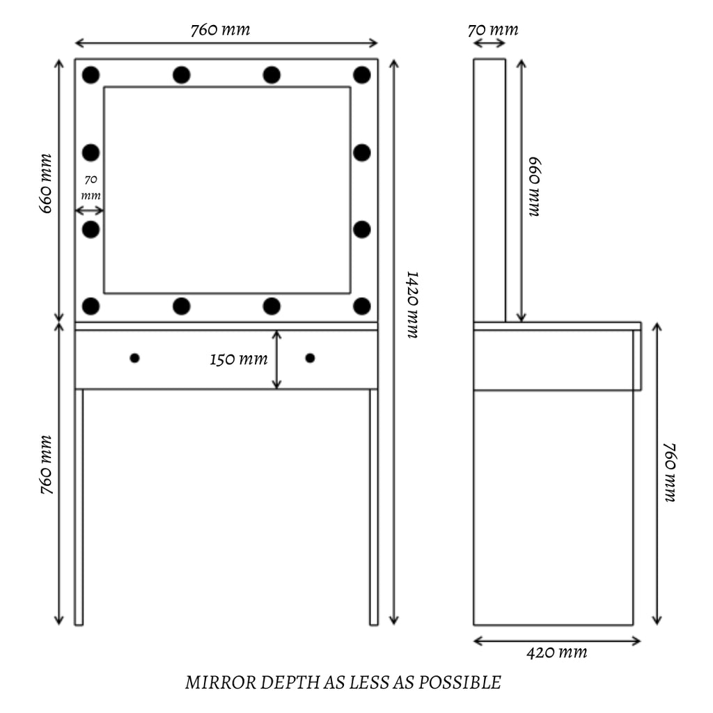 THE MAKEUP FREAK | MAKEUP VANITY WITH LED LIGHTS - Omaara