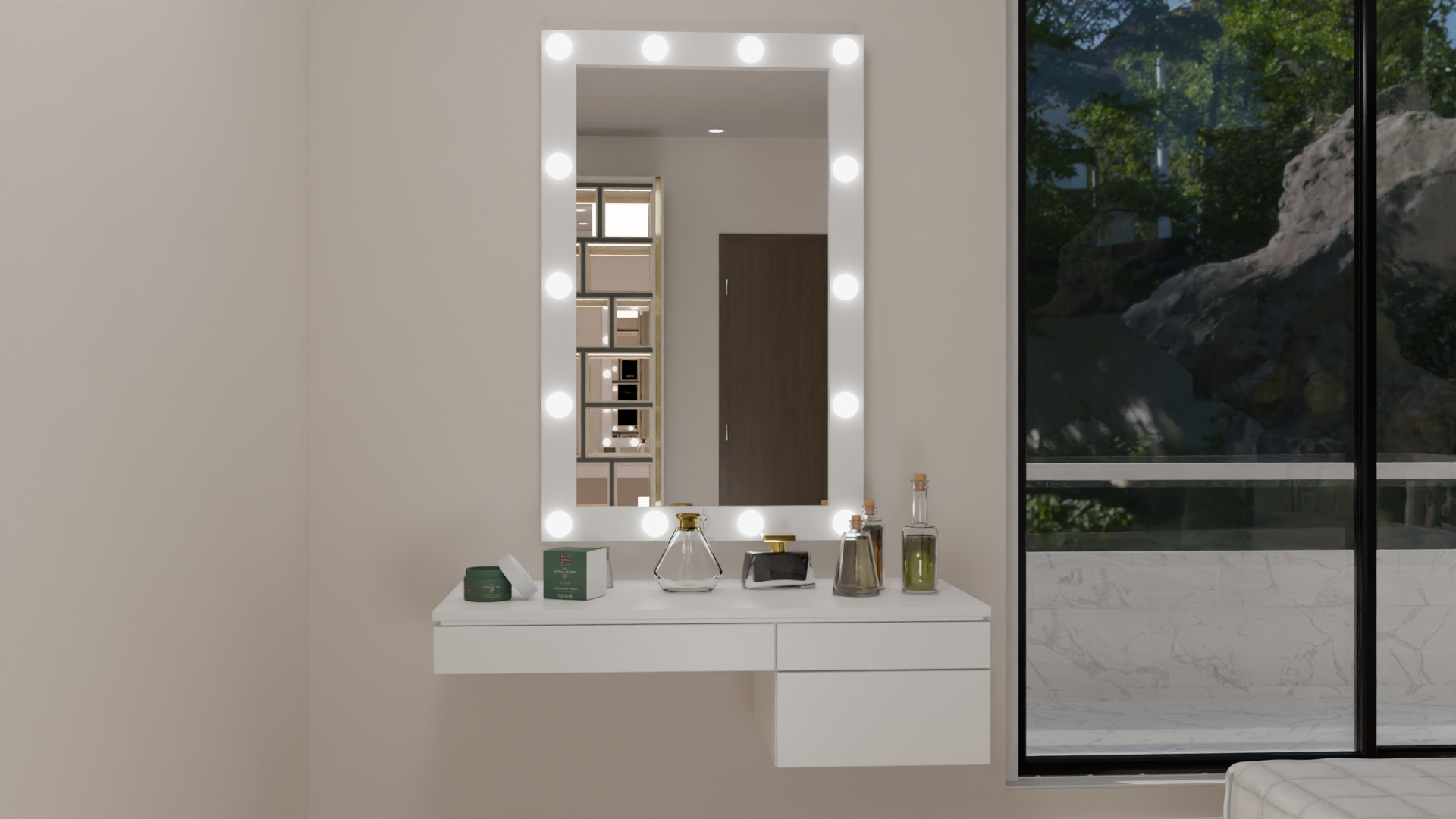 THE HOLLYWOOD TOWER | MAKEUP MIRROR WITH LED LIGHTS - Omaara