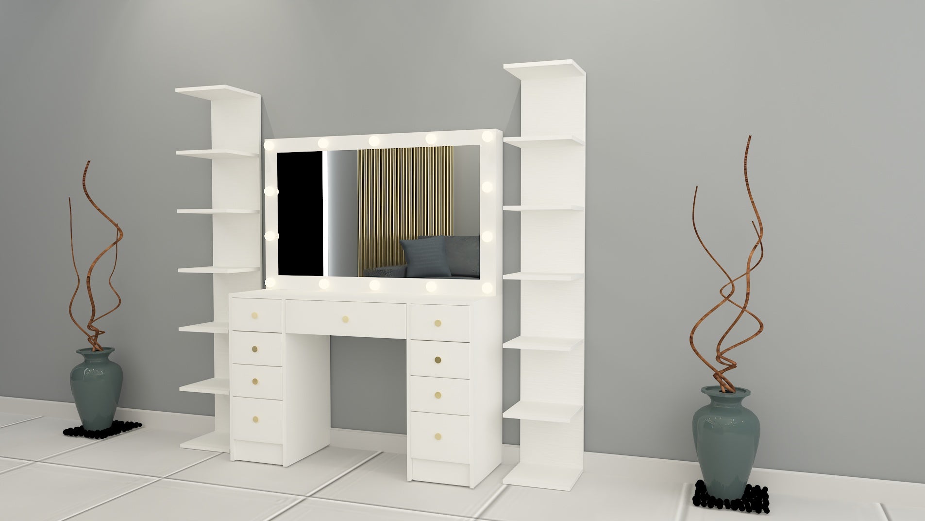 THE MAKEUP TOWN | MAKEUP VANITY WITH LED LIGHTS - Omaara