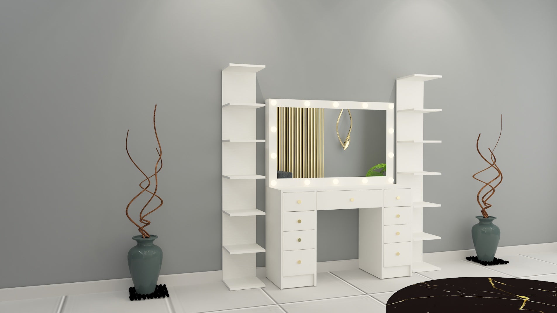 THE MAKEUP TOWN | MAKEUP VANITY WITH LED LIGHTS - Omaara