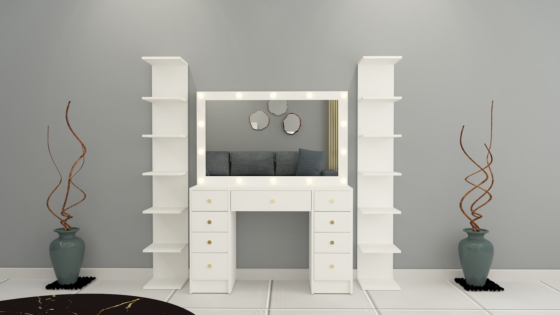 THE MAKEUP TOWN | MAKEUP VANITY WITH LED LIGHTS - Omaara