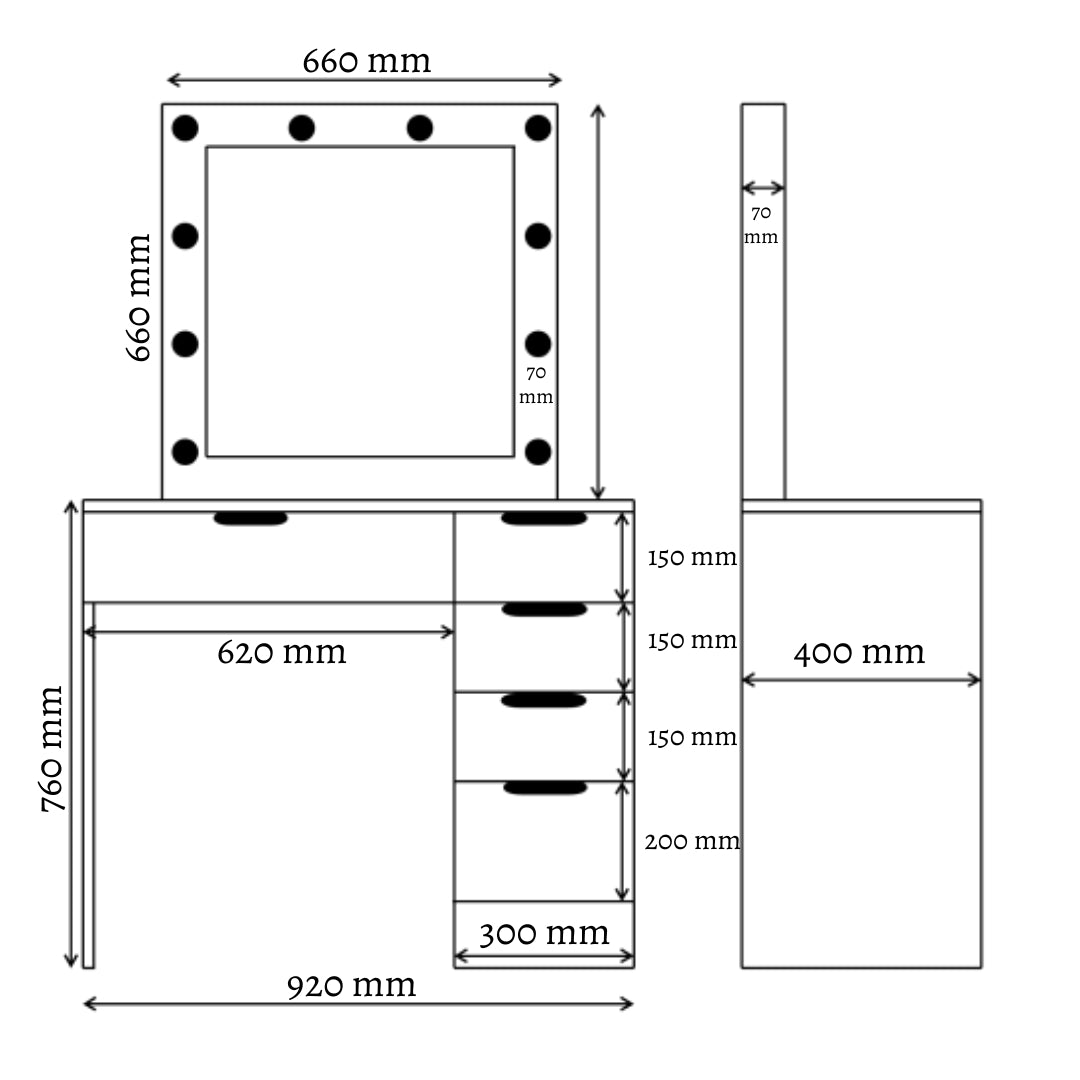 THE MAKEUP BAWSE | MAKEUP VANITY WITH LED LIGHTS - Omaara