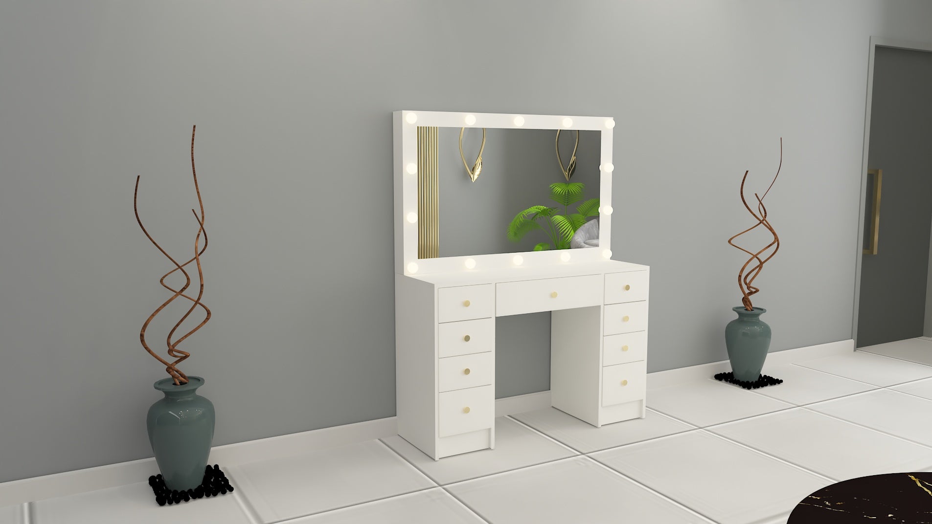 THE MAKEUP MUSE | MAKEUP VANITY WITH LED LIGHTS - Omaara